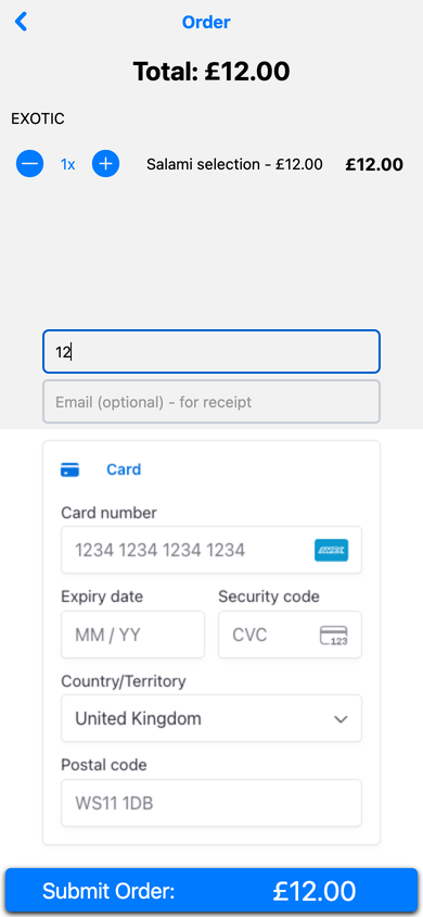 Mobile browser checkout with an embedded payment form